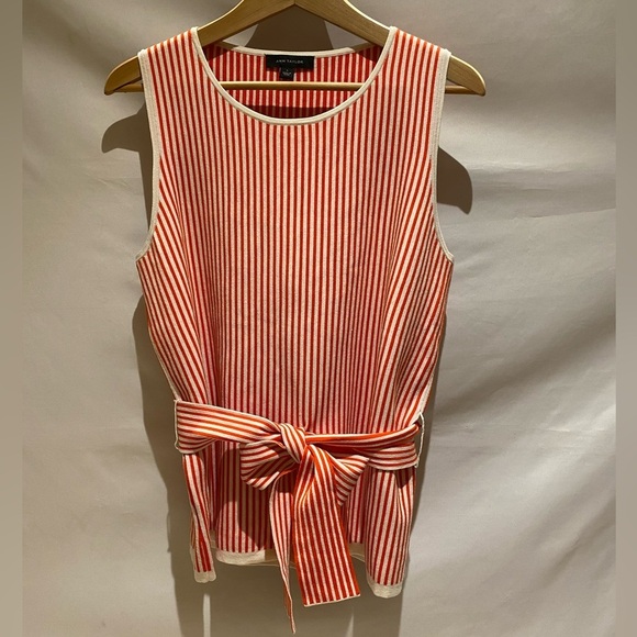 Ann Taylor red & white striped sweater with belt L - Picture 6 of 8